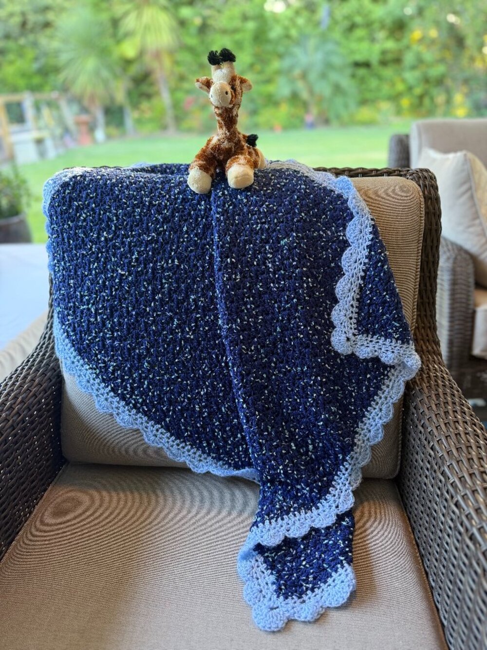 Handmade Crochet Baby Blanket, Soft Heirloom Nursery Gift, Color: Dark Blue